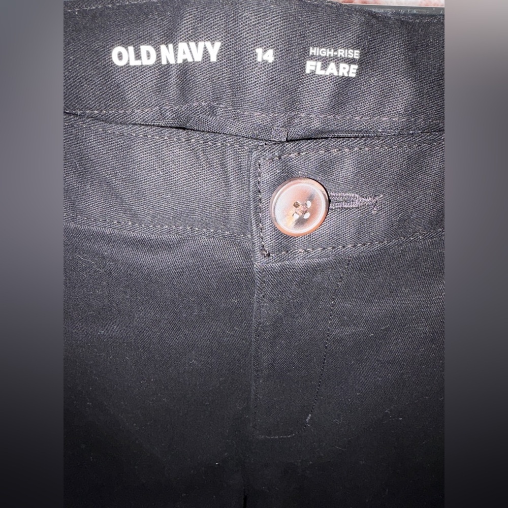 Old Navy Uniform Flare Pants Womens 14 Black Excellent High-Rise Stretch 402507 - Picture 2 of 6